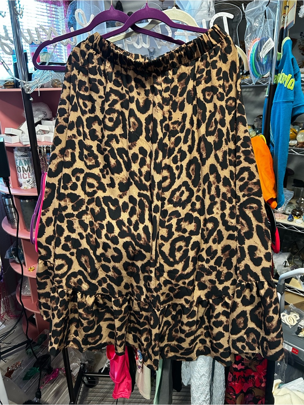 Source Unknown Leopard Print Maxi Skirt - Tan and Black
